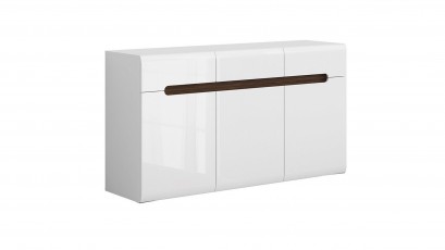  Azteca Trio 3 Door 3 Drawer Dresser - High gloss white storage cabinet
