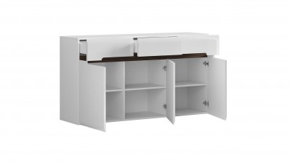 Azteca Trio 3 Door 3 Drawer Dresser - High gloss white storage cabinet