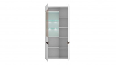  Azteca Trio Double Display Cabinet - High gloss white 2 door cabinet