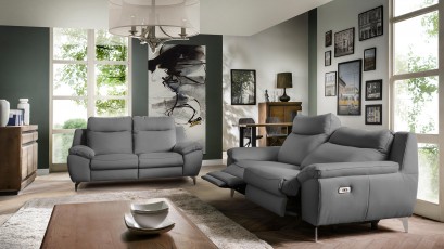  Des Loveseat Perle - Dollaro Steel - Full grain leather sofa