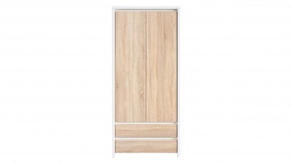 Kaspian White + Oak Sonoma 2 Door Wardrobe - Contemporary furniture collection