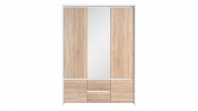  Kaspian White + Oak Sonoma 5 Door Wardrobe - Contemporary furniture collection