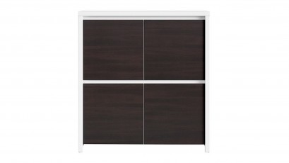  Kaspian White + Wenge 4 Door Storage Cabinet - Contemporary furniture collection