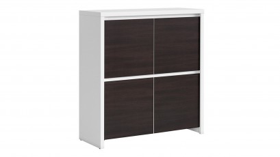  Kaspian White + Wenge 4 Door Storage Cabinet - Contemporary furniture collection