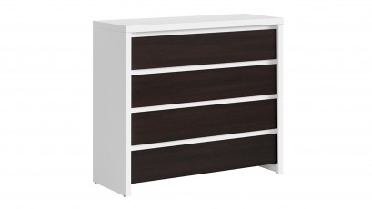  Kaspian White + Wenge 4 Drawer Dresser - Contemporary furniture collection