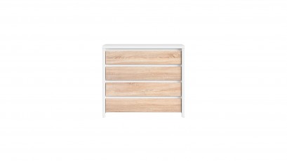  Kaspian White + Oak Sonoma 4 Drawer Dresser - Contemporary furniture collection