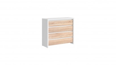  Kaspian White + Oak Sonoma 4 Drawer Dresser - Contemporary furniture collection