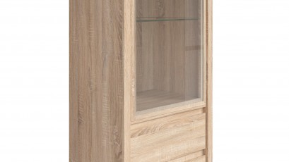  Kaspian Oak Sonoma Single Display Cabinet - Contemporary furniture collection