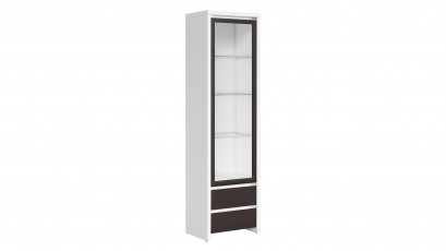  Kaspian White + Wenge Single Display Cabinet - Contemporary furniture collection
