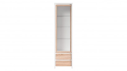  Kaspian White + Oak Sonoma Single Display Cabinet - Contemporary furniture collection