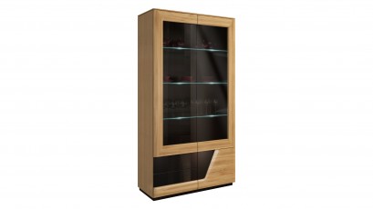  Mebin Smart Double Display Cabinet Right Natural Oak - Solid oak fronts