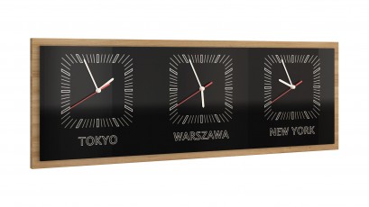  Mebin Smart Horizontal Clock Natural Oak - Three time zones clock