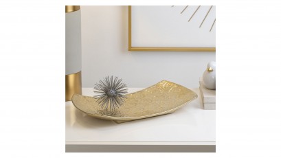  Torre & Tagus Clara Embossed Mandala Gold Ceramic Platter - Table decor