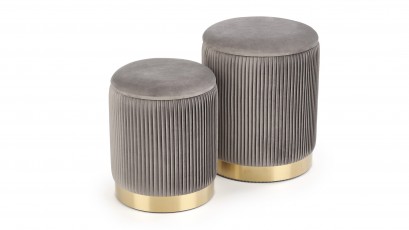  Halmar Set of Two Grey Monty Ottomans - Storage poufs