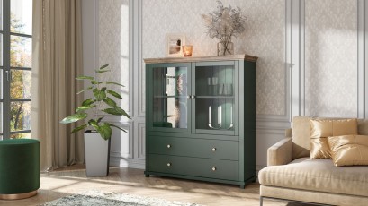  Helvetia Evora Double Display Cabinet Type 46 G/O - Emerald green hutch