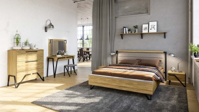  Mebin Pik Queen Bed Natural Oak Lager, Nordic 116 - Bedroom furniture collection