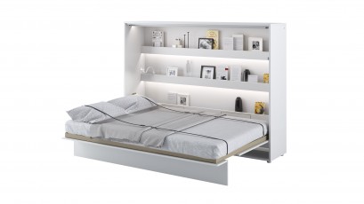  Bed Concept - Murphy Bed BC-04p - Horizontal 140x200 - Glossy White - Modern Wall Bed