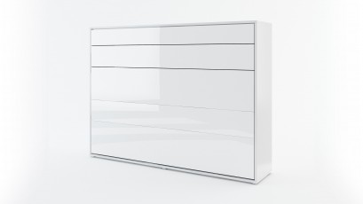  Bed Concept - Murphy Bed BC-04p - Horizontal 140x200 - Glossy White - Modern Wall Bed