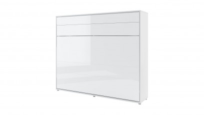  Bed Concept - Murphy Bed BC-14p - Horizontal 160x200 - Glossy White - Modern Wall Bed