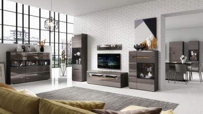  Helvetia Hektor Single Display Cabinet Type 05 G - Left - Glossy grey living room furniture collection