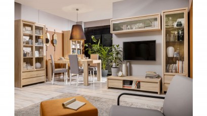  Kaspian Oak Sonoma Single Display Cabinet - Contemporary furniture collection