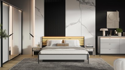  Lenart Gris Nightstand - Modern bedroom collection