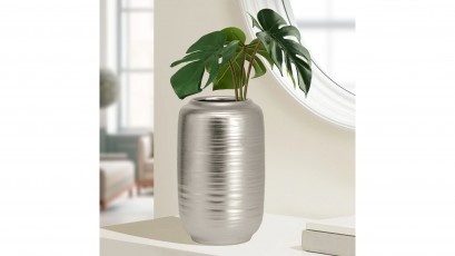  Torre & Tagus Adina Tall Vase - Matte Silver Ceramic Vase