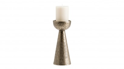  Torre & Tagus Makira Short Candle Holder - Hammered Antique Brass Aluminum Pillar