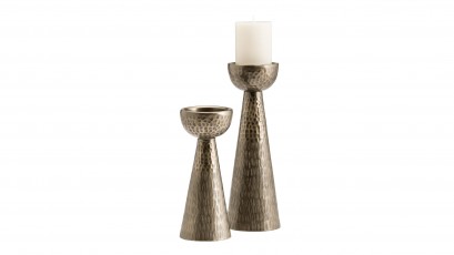  Torre & Tagus Makira Tall Candle Holder - Hammered Antique Brass Aluminum Pillar