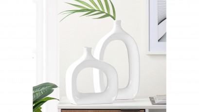  Torre & Tagus Open Wide Vase - White decorative vase
