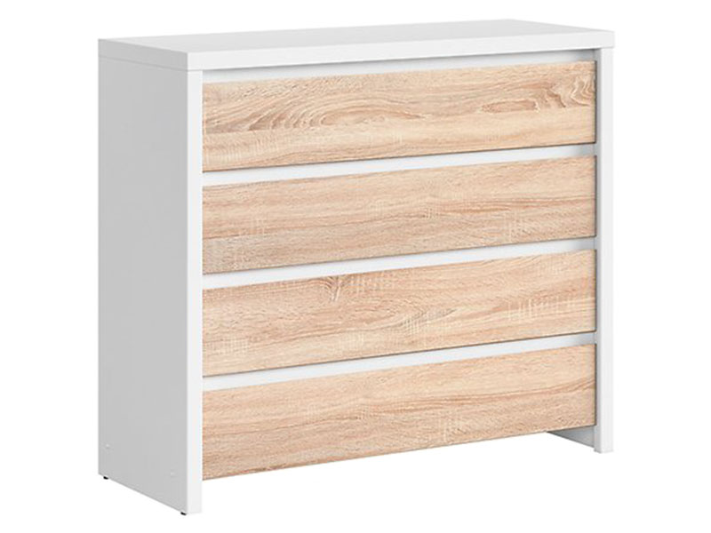  Kaspian White + Oak Sonoma 4 Drawer Dresser - Contemporary furniture collection - Online store Smart Furniture Mississauga