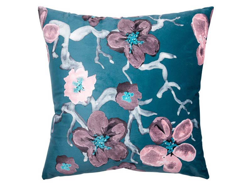  Torre & Tagus Sakura Blue Velvet - Throw pillow - Online store Smart Furniture Mississauga
