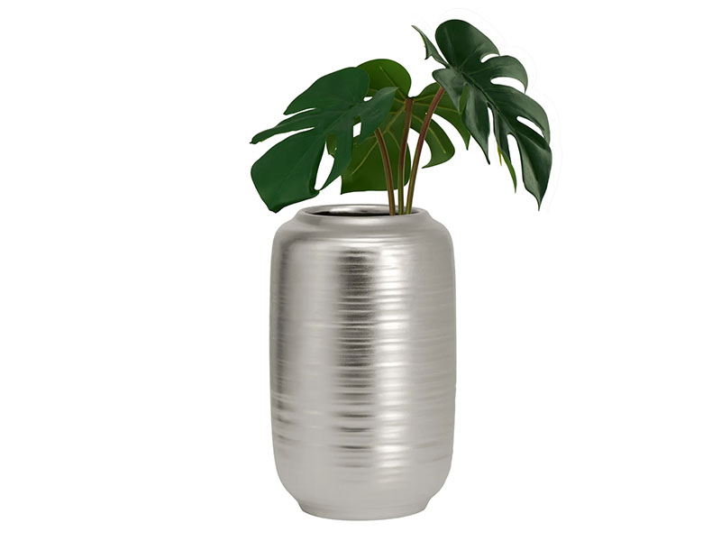  Torre & Tagus Adina Tall Vase - Matte Silver Ceramic Vase - Online store Smart Furniture Mississauga