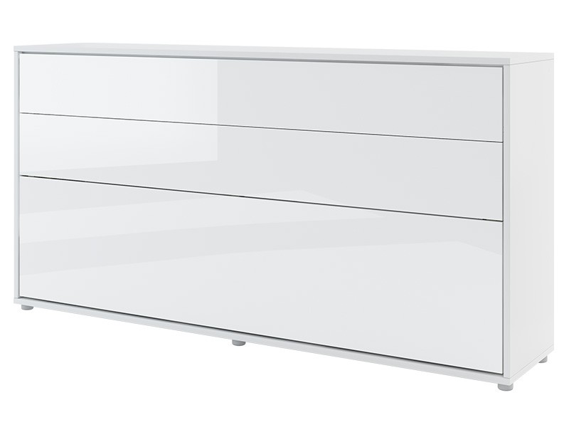 Bed Concept - Murphy Bed BC-06p - Horizontal 90x200 - Glossy White - Modern Wall Bed