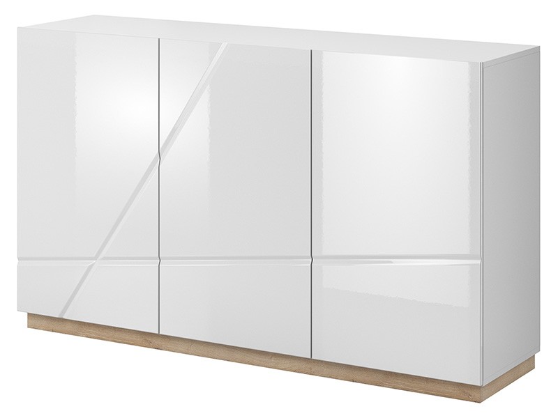 Lenart Futura 3 Door Storage Cabinet - Glossy white sideboard