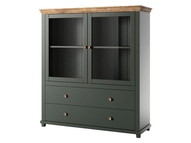  Helvetia Evora Double Display Cabinet Type 46 G/O - Emerald green hutch - Online store Smart Furniture Mississauga