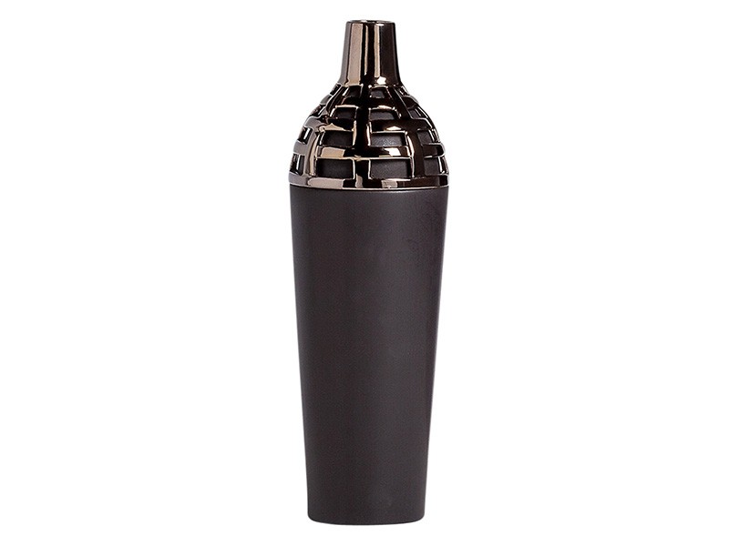 Torre &amp; Tagus Capela Tall Ceramic 2 Tone Pin Vase - Graphite/Gold - Decorative vase