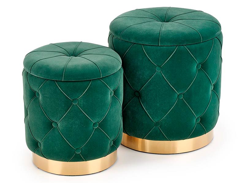 Halmar Set of Two Green Polly Ottomans - Storage poufs - Online store Smart Furniture Mississauga