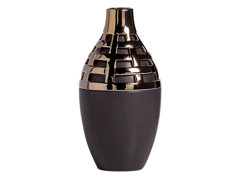 Torre &amp; Tagus Capela Ceramic 2 Tone Pin Vase - Graphite/Gold  - Decorative vase
