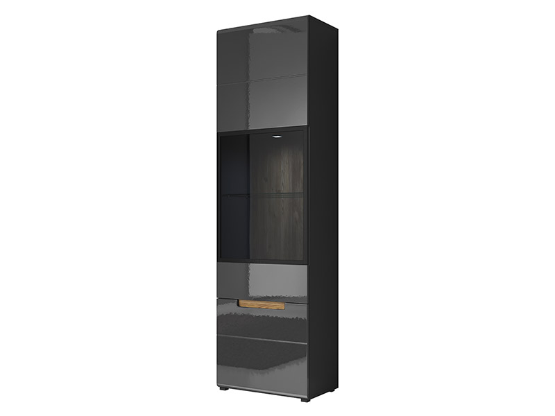  Helvetia Hektor Single Display Cabinet Type 05 G - Left - Glossy grey living room furniture collection - Online store Smart Furniture Mississauga