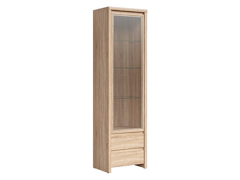 Kaspian Oak Sonoma Single Display Cabinet - Contemporary furniture collection