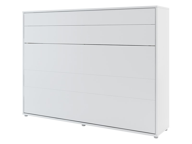 Bed Concept - Murphy Bed BC-04 - Horizontal 140x200 - Matte White - Modern Wall Bed