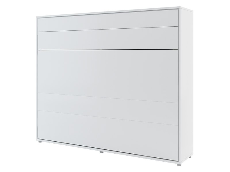 Bed Concept - Murphy Bed BC-14 - Horizontal 160x200 - Matte White - Modern Wall Bed