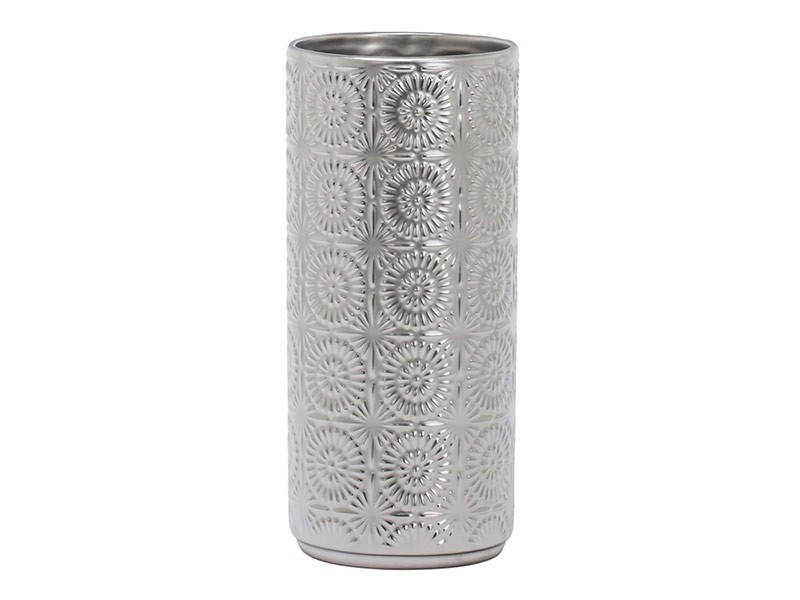 Torre &amp; Tagus Clara Embossed Mandala Ceramic Vase - Silver - Decorative vase