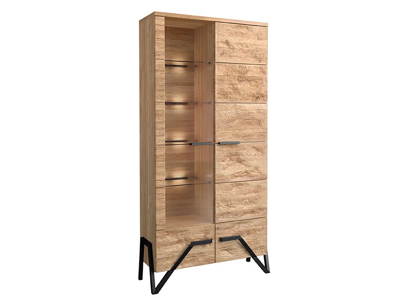 Mebin Pik Double Display Cabinet III Natural Oak Lager - Left - Living room collection