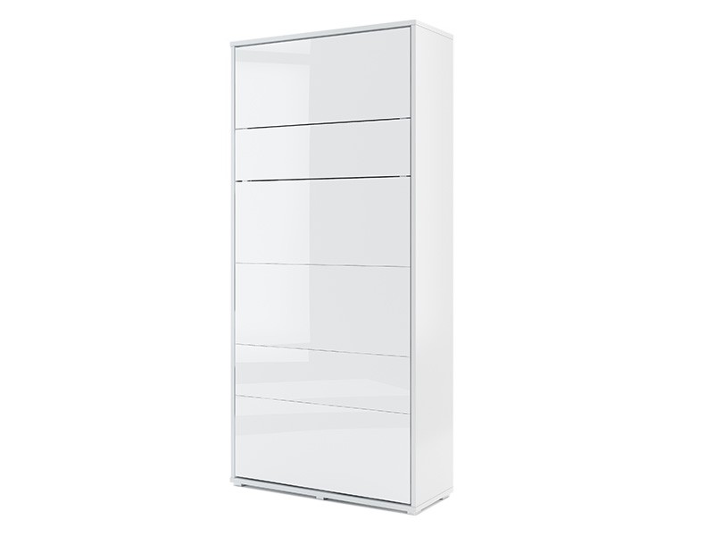 Bed Concept - Murphy Bed BC-03p - Vertical 90x200 - Glossy White - Modern Wall Bed