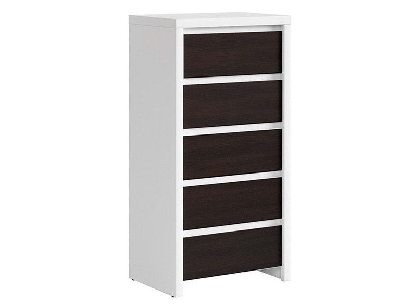  Kaspian White + Wenge 5 Drawer Dresser - Contemporary furniture collection - Online store Smart Furniture Mississauga