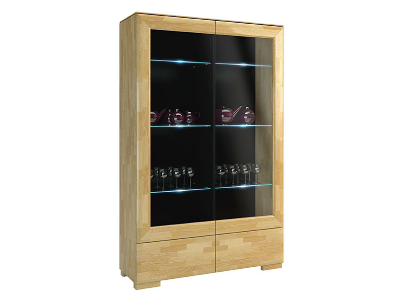  Mebin Rossano Double Display Cabinet Oak Bianco - High-quality European furniture - Online store Smart Furniture Mississauga