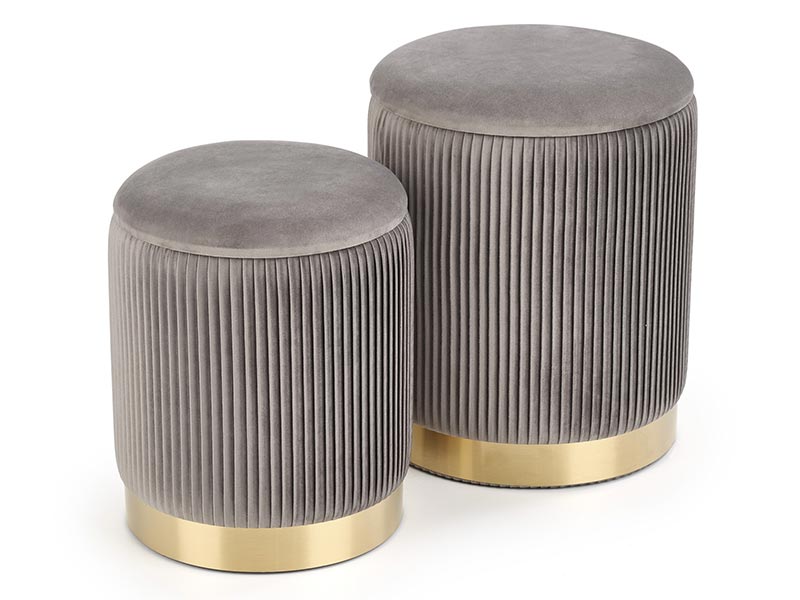  Halmar Set of Two Grey Monty Ottomans - Storage poufs - Online store Smart Furniture Mississauga