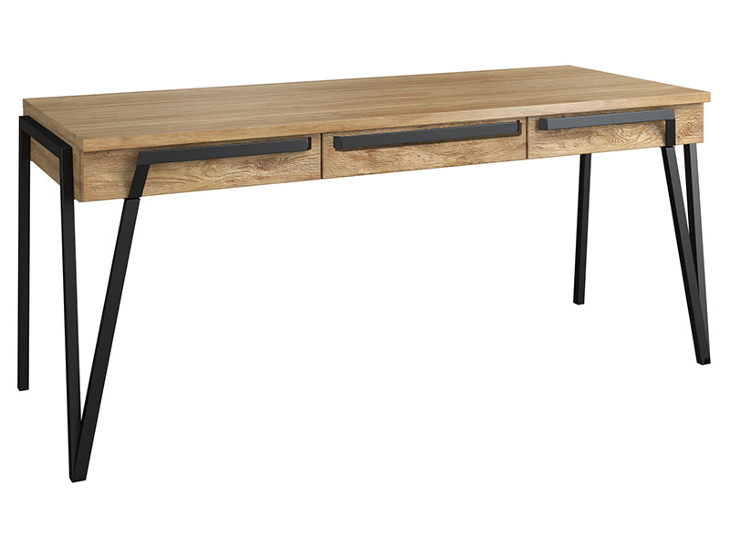  Mebin Pik Large 3 Drawer Desk Natural Oak Lager - Luxury furniture collection - Online store Smart Furniture Mississauga